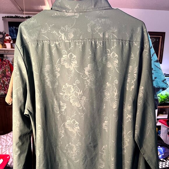 Manfinity Forest Green Jacquard Floral Silky Soft Long-Sleeve Button-Up SZ XL - Picture 5 of 5